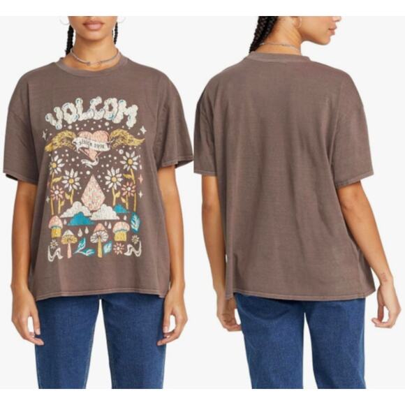 Volcom Stones Throw Short Sleeve Tee T-Shirt, Slate Grey Women's Size M/L NWT - Picture 1 of 7